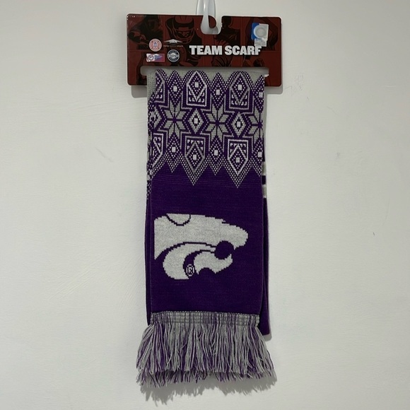 K State Wildcats Scarf Forever Collectibles Purple Gray Knit Winter Sweater - Picture 12 of 12